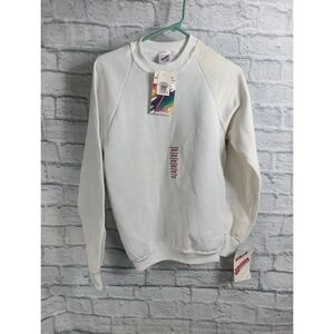 Vintage 90s Jerzees Pullover Blank Sweatshirt, Made in USA NWT White Size M Read